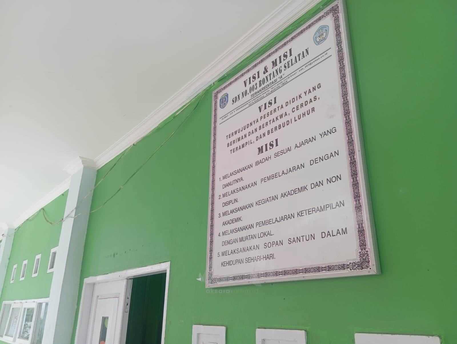 Visi dan Misi SDN 003 Bontang Selatan. (AksaraKaltim).